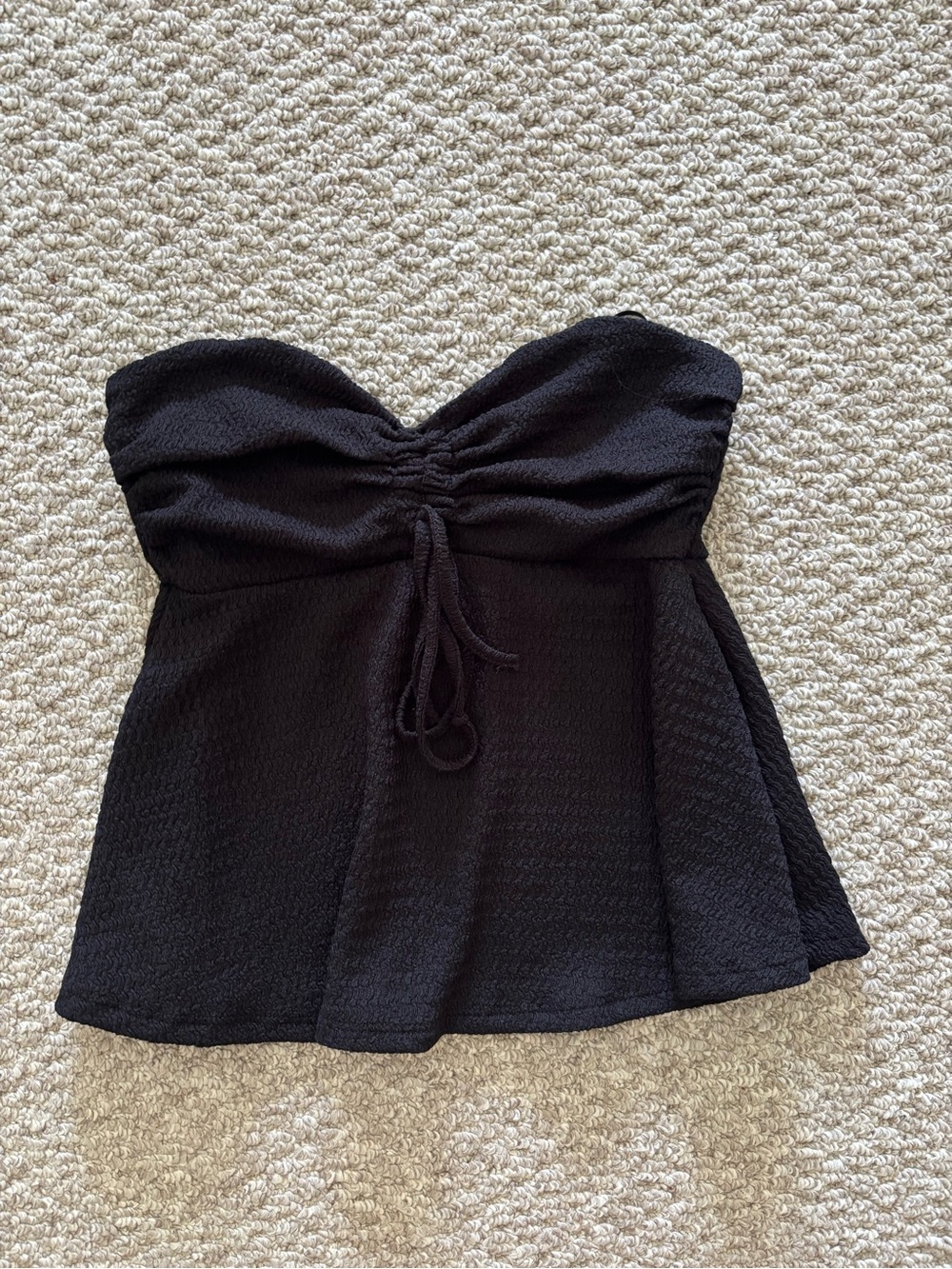 Strapless Black Textured Bustier Dress